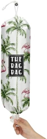 Plastic Bag Organizer, Reusable And Washable Country Style Plastic Cag Organizer,​for Home Kitchen Travelling Camping Decor, use 1 Pack，Flamingo Palm Tree Pattern by IHopes%2B
