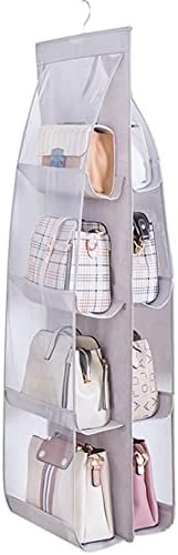 MURRI&MURRDI 1 Pack Hanging Handbag Organizer for Closet, Purse Storage Holder with 8 Easy Access Clear PVC Pockets, Purse Hanger for Wardrobe Space Saving Hanging Bags (Gray) by MURRIMURRDI