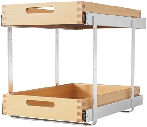 2 Tier Pull Out Drawers for Cabinets 15"W x 21"D, Farmeless&Farme by STORKING