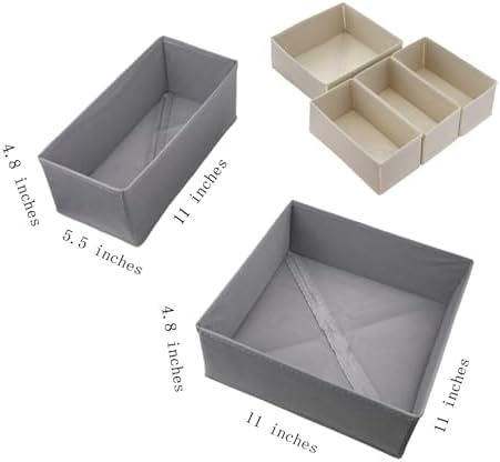 Bructhun Drawer Organizer Set of 4- Fabric Storage Bins for Clothes, Underwear, Socks & Bras - 11" Dresser Dividers for Bedroom Closet - Image 3