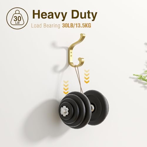 Coat Hooks Wall Mount,Heavy Duty Wall Hooks for Backpack,Towel,Gold 6 Pack - Image 5