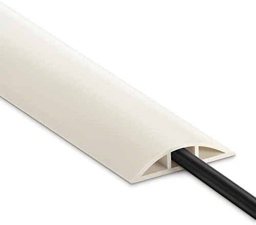 Floor Cable Cover 8FT Beige, Low Profile Wire Cover for Floor, Extension Cord Cover, Cord Cover Floor Protect Wires, Tough Cord Floor Cover, Floor Cable Management Cord Cavity: 0.47" (W) x 0.24" (H) by LZEOY