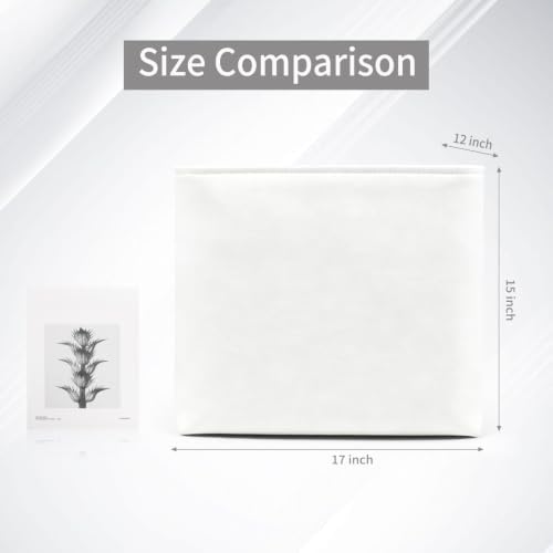 Bagnizer Large Fabric Storage Baskets | 50L Storage Bins, Decorative Linen Closet Baskets with Handles for Organizing, Shelf, Toys, Clothes, Home, Office, Nursery, 17x12x15Inches (White) - Image 3