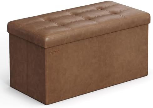 SONGMICS Storage Ottoman Bench, 30 Inches Folding Foot Rest Stool by SONGMICS
