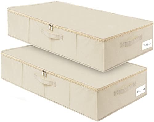 punemi 6 inch Tall Sturdy Under Bed Wedding Dress Storage Box, 2Pack, Beige by Punemi
