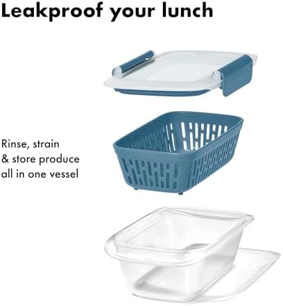OXO Good Grips Prep & Go Food Storage Container with Colander - Ocean Blue - Image 2