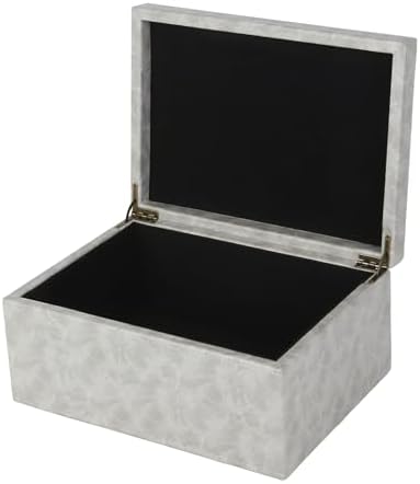 HofferRuffer Faux Leather Decorative Box, Large Wooden Structure Keepsake Box Accessory Organizer Jewelry Organizer with Hinged Lid, Storage Container for Home or Office (Grey) by HofferRuffer