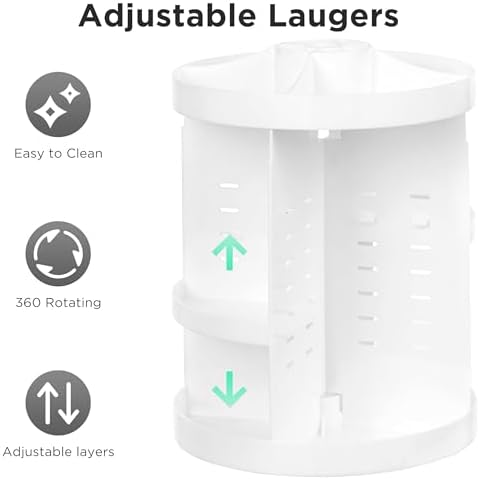 HBlife Extra Large 360 Rotating Makeup Organizer Adjustable Carousel Large Capacity Revolving Perfume Organizer Skincare Organizers Cosmetic Storage Spinning Holder for Vanity, White - Image 3