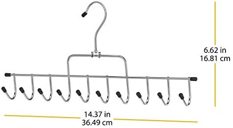 Whitmor Clothes Hanger, 10 Hook Accessory-Hanger, Chrome Metal Tie Hanger for Closet, Belt, Ties, Scarves Organizer and Rack, Space Saving Closet Accessories, Black Tips, (Pack of 12) - Image 5