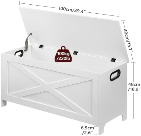 MAHANCRIS 39.4" Storage Chest with Lid, Storage Bench with Safety Hinges - Image 3