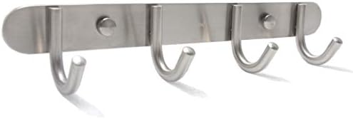 Towel Hook Rack Brushed Nickel - Sagmoc 11-Inch Coat Hook Rail Wall Mounted with 4 Hooks, Durable Wall Hangers for Bedroom, Bathroom, Foyer, Hallway (304 Stainless Steel) by Sagmoc