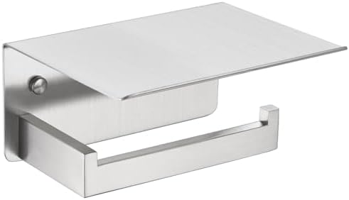 APLusee Toilet Roll Holder with Shelf, Brushed Nickel, 304 Stainless Steel by APLusee