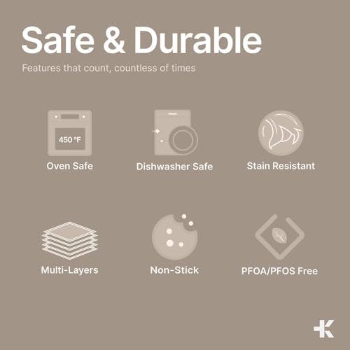 Cookie Sheet with Wire Rack Set, 2-Piece Nonstick Gray Marble Carbon Steel Pan & Cooling Rack, Space-Saving Stackable Set, PFOA, PFOS, PTFE Free, Oven Safe Up to 450°F, 17.4" Pan & 14.7" Rack - Image 4