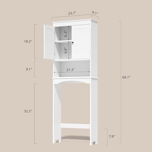 Gizoon Over the Toilet Storage Cabinet with Adjustable Shelf, White - Image 2
