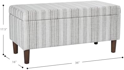 HomePop Malmo 36" Storage Bench - Gray Striped Pattern - Image 3