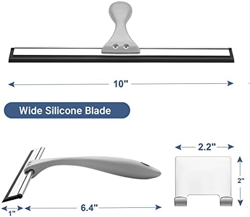 AmazerBath Squeegee for Shower Glass Door, All-Purpose Squeegee with Hook for Shower Doors, Windows, Mirrors, Tiles and Car Glass, 10 Inches - Image 2