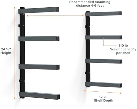 BORA 4-Level Lumber Storage Rack Wall Mount Wood Rack For Garage Organizer - Image 2