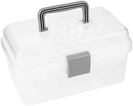Tosnail 10-Inch 2 Layers Clear Plastic Craft Organizer Box Storage Container for Sewing, Painting, Arts by Tosnail