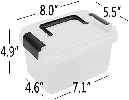 Jekiyo 2.5 Quart Plastic Latching Box, Clear Bin with Black Handle, 4 Packs - Image 2