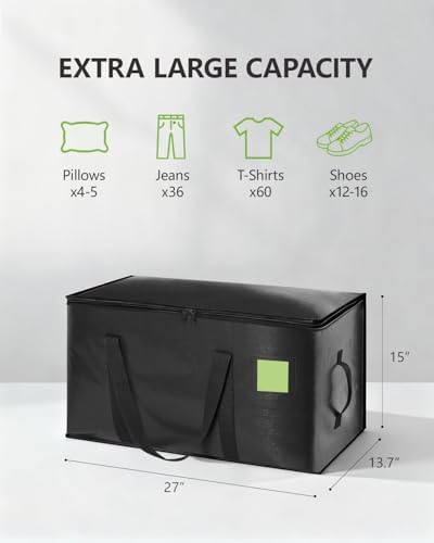Moving Bags Heavy Duty Extra Large 110LB Storage Bags,12 Pack-Black - Image 2