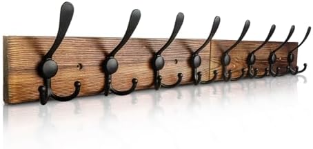 Coat Rack Wall Mount 31.5'' Coat Hanger Wall Mount Burnt Brown Coat Hooks for Wall Rustic Towel Racks for Bathroom Living Room Coat Hat Cloth by Homagic