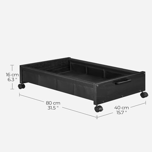 FOUCSSOMEI Under Bed Storage with Wheels, Wooden Under Bed Drawers On Wheels, Rolling Under Bed Shoe Storage, Space Saving, Black,50L - Image 5