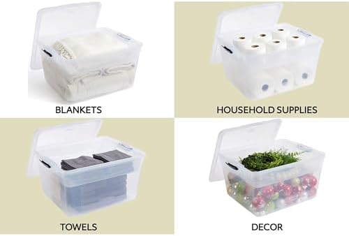 Rubbermaid Cleverstore 74 Qt Clear Storage Bins with Lids and Nesting Tray, 4-Pack, Stackable, BPA-Free, Made in USA - Image 6