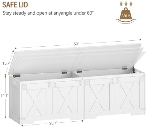 Hzuaneri 59 inches Modern Farmhouse Storage Chest and Bench | 70 Gal - Image 3
