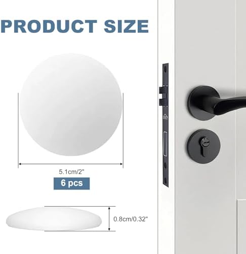 Door Stoppers for Wall, 6 Pack, 2" White, for Door Knob Wall Protection - Image 2