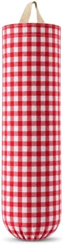 Gingham Plastic Bag Holder for Grocery Bag, Red by Unknown