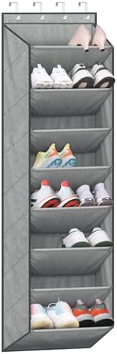 SLEEPING LAMB Over The Door Shoe Organizer for Closet with Large Deep Pockets, Narrow Shoe Rack for Door Hanging Boots Storage, Grey by SLEEPINGLAMB