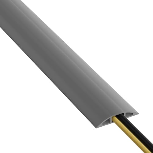 D-Line 6ft Floor Cord Cover, Cable Channel, Protect Cords, Prevent Trips - 0.63" W x 0.31" H - Gray by D-LineUSAinc