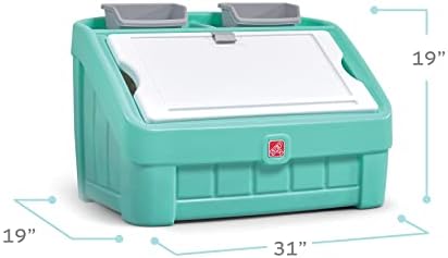 Step2 2-in-1 Toy Box & Art Lid, Kids Toy Storage Bin & Organizer, Easel & Chest in One, Made of Durable Plastic, For Toddlers 2+ Years Old, Mint - Image 2