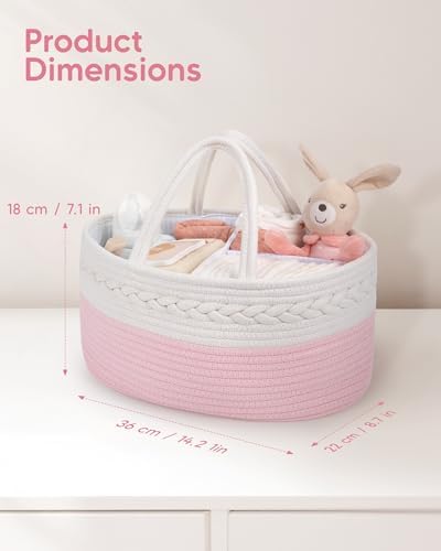 Maliton Diaper Caddy for Baby Girl-Cotton Rope Diaper Caddy, Diaper Organizer for Changing Table, Portable Baby Basket for Storage Baby Stuff, Newborn boy girl baby essentials Registry Items - Image 2