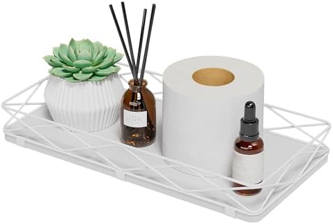 Lixple Toilet Paper Basket, 13" Bathroom Toilet Tank Tray White by Lixple