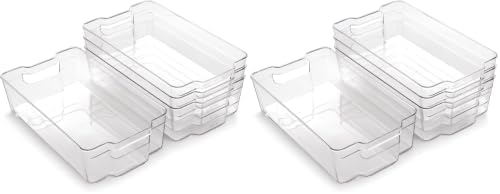 BINO | Stackable Storage Bins, X-Large - 8 Pack | THE STACKER COLLECTION | Clear Plastic Storage Bins | Organization Containers for Pantry & Fridge | Multi-Use Organizer Bin | BPA-Free by BINO