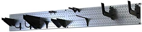 Wall Control Garage Storage Rack Lawn & Garden Tool Organization Wall Mount Organizer - Easy to Install 64" Wide Strong Galvanized Steel Pegboard Set (Shiny Metallic Pegboard) - Image 2