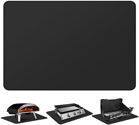 FLASLD Fireproof & Waterproof Under Blackstone Griddle BBQ Mat, Heat Resistant Grill Mats for Outdoor Grill to Protect Your Prep Table and Outdoor Grill Table (Black,24 x 36in) by FLASLD