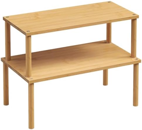 VERTORGAN 2 Pack Cabinet Organizer Shelf,Bamboo Countertop(Large,Natural) by VERTORGAN