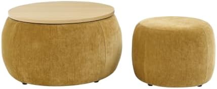 Mofolit 25" Nesting Coffee Table Ottoman Set with Removable Wooden Tray - Image 5