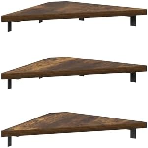 Furinno Rossi Triangle Floating Shelves for Wall, Set of 3 Geometric Corner Shelf, Wall Mounted Shelves for Bathroom, Home Office, Living Room, Amber Pine - Image 5