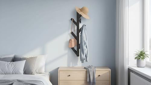 Vlush Wall-Mounted Metal Coat Rack with 6 Hooks Black coat hooks - Image 5