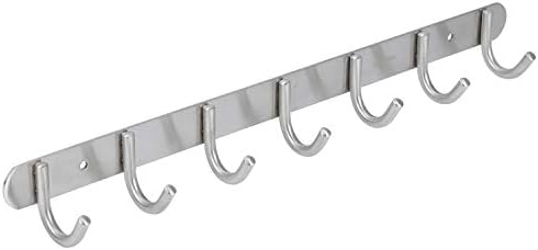 Towel Hook Rack Brushed Nickel - Sagmoc 17-Inch Coat Hook Rail Wall Mounted with 7 Round Hooks, Durable Wall Hangers for Bedroom, Bathroom, Foyer, Hallway (304 Stainless Steel) by Sagmoc