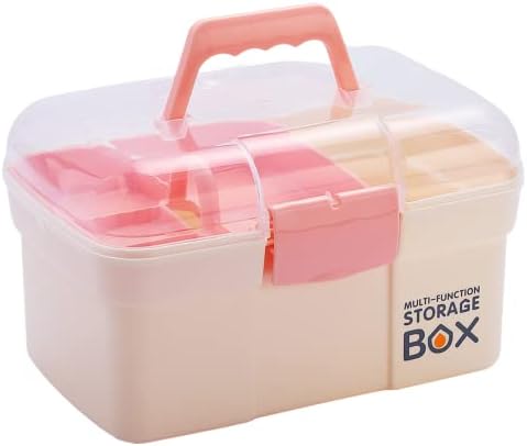 Kinsorcai 11'' Plastic Storage Box with Removable Tray, Multipurpose Organizer for Sewing, Art & Craft, Cosmetic (White) by Kinsorcai