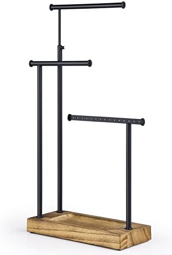 SRIWATANA Carbonized Black Jewelry Organizer Stand, Tall Necklace Holder by SRIWATANA