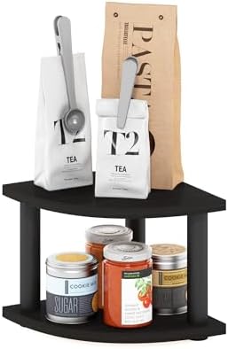 Furinno Turn-N-Tube Kitchen Countertop Organizer, 2-Tier Corner Countertop Organizer Shelf, Corner Shelf, for Kitchen, Pantry, Organizers and Storage, Espresso by Furinno-FitsYourSpaceFitsYourBudget