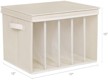 Zilink Wardrobe Organizer Sweater Organizer for Closet Shelf, Beige, 3 Pack - Image 2