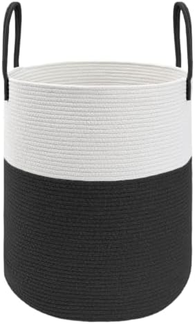 JMvicyroam 100L Cotton Rope Laundry Basket Hamper, White and Black by JMvicyroam