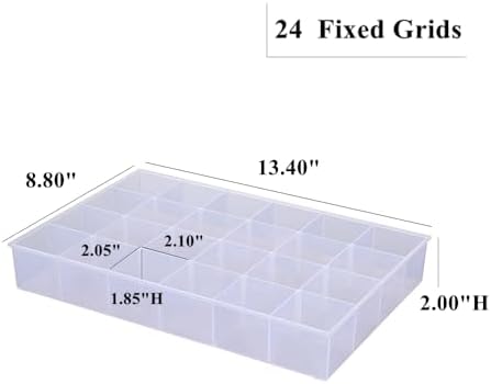 2 Pack Fixed 24 Grids Clear Plastic Organizer Sorting Tray - Image 2