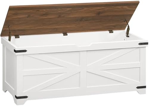 MAHANCRIS Large Toy Chest, 47.2" Wooden Toy Box with 2 Safety Hinges by MAHANCRIS